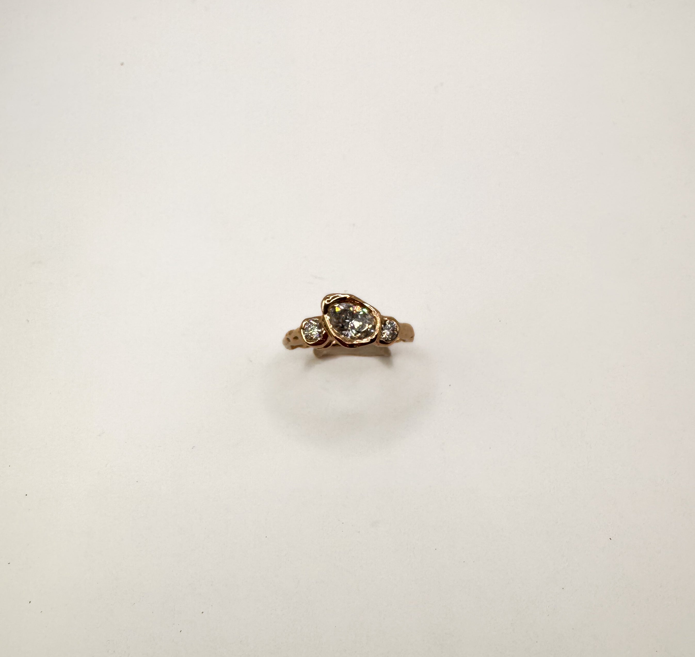 Preorder - Lava Glacier ring in 14K gold & Moissanite stones