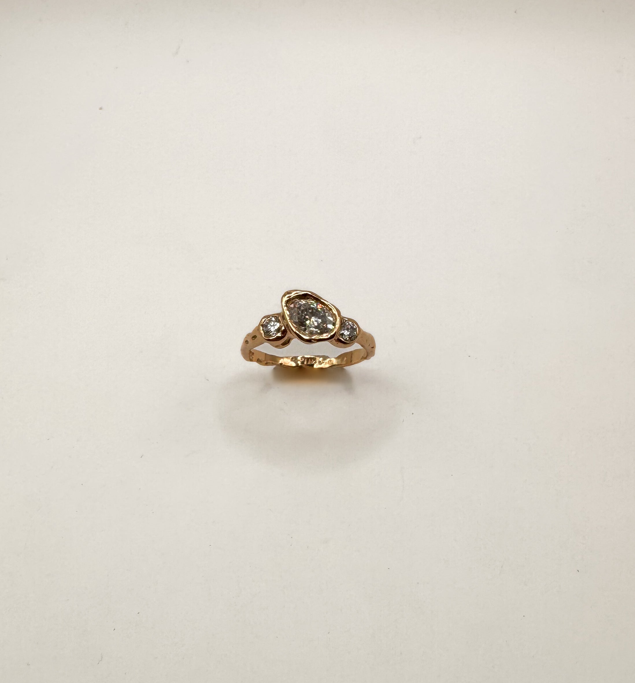 Preorder - Lava Glacier ring in 14K gold & Moissanite stones