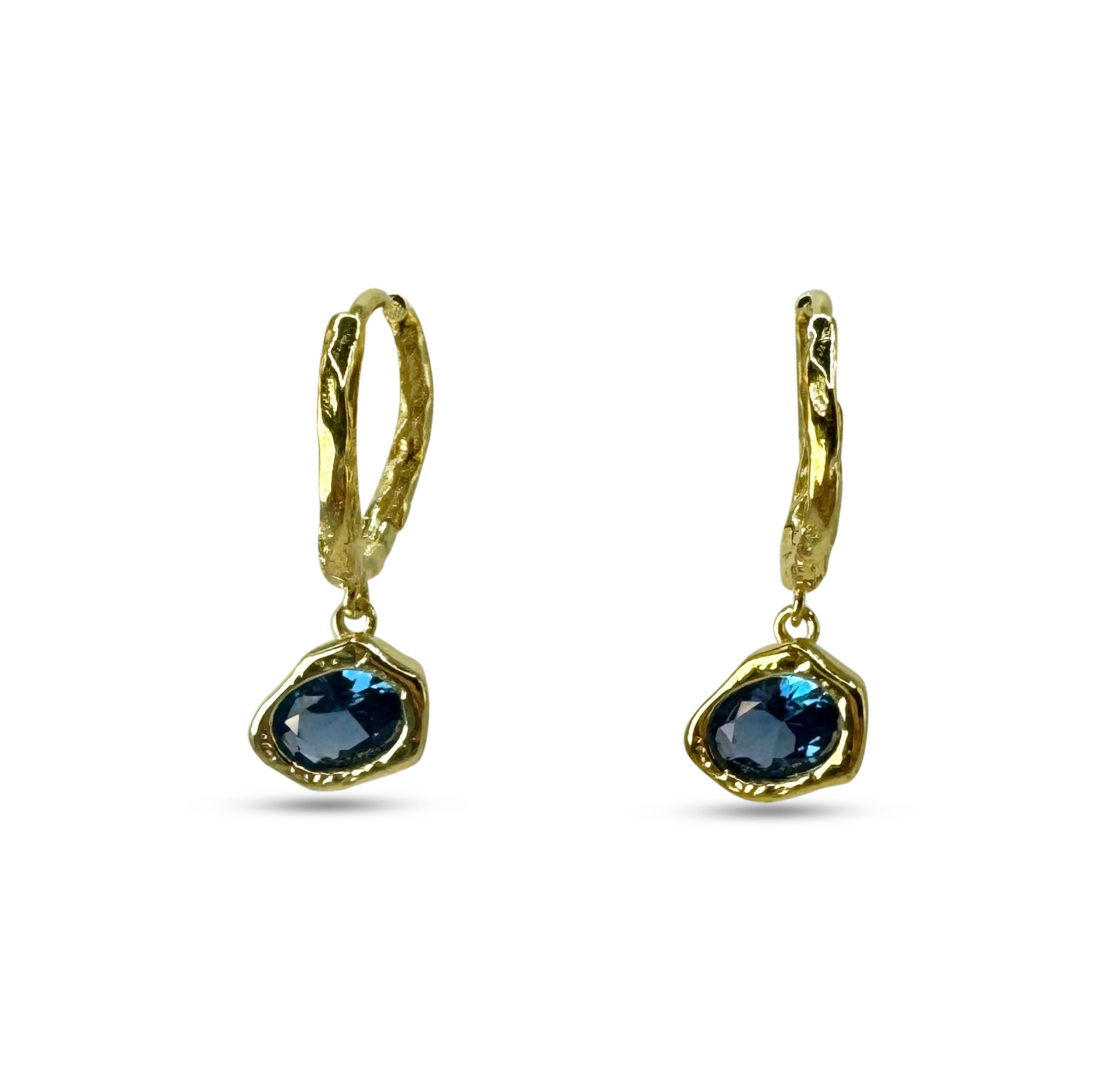 Lava Glacier Earrings- Blue with 18K Goldplating