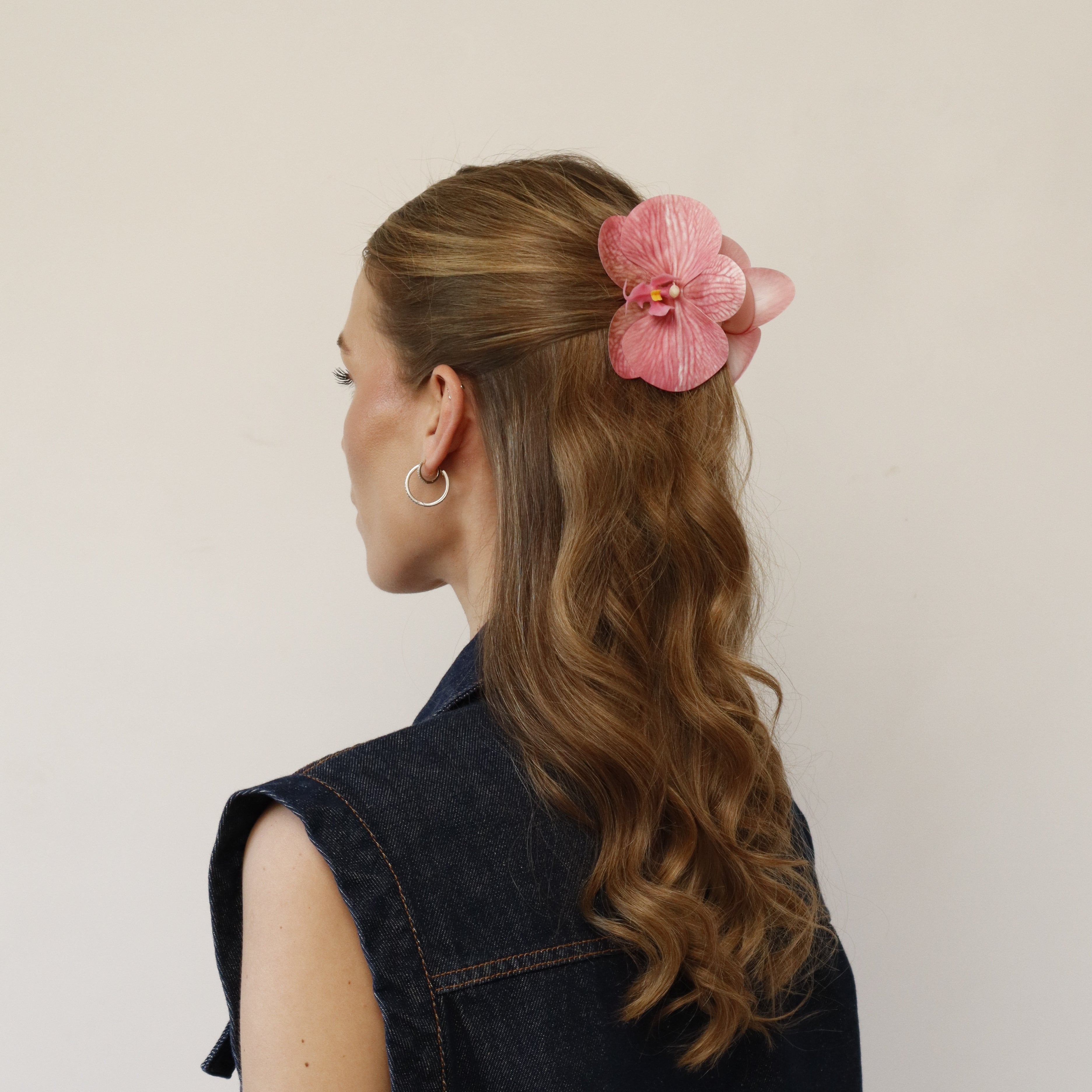 Small orchid hair clip - DUSTY PINK (summer edition)