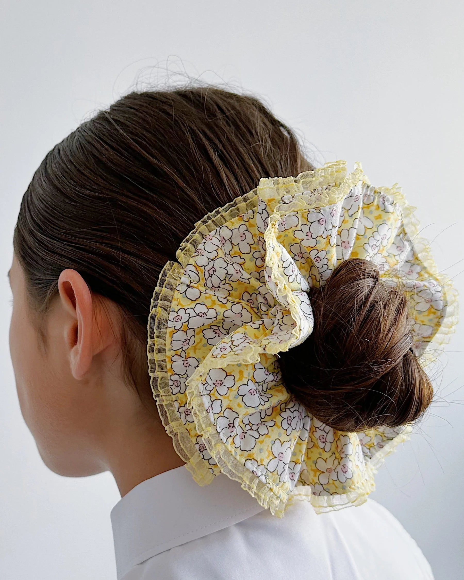 Jumbo Brown Gingham Double Layer Scrunchies