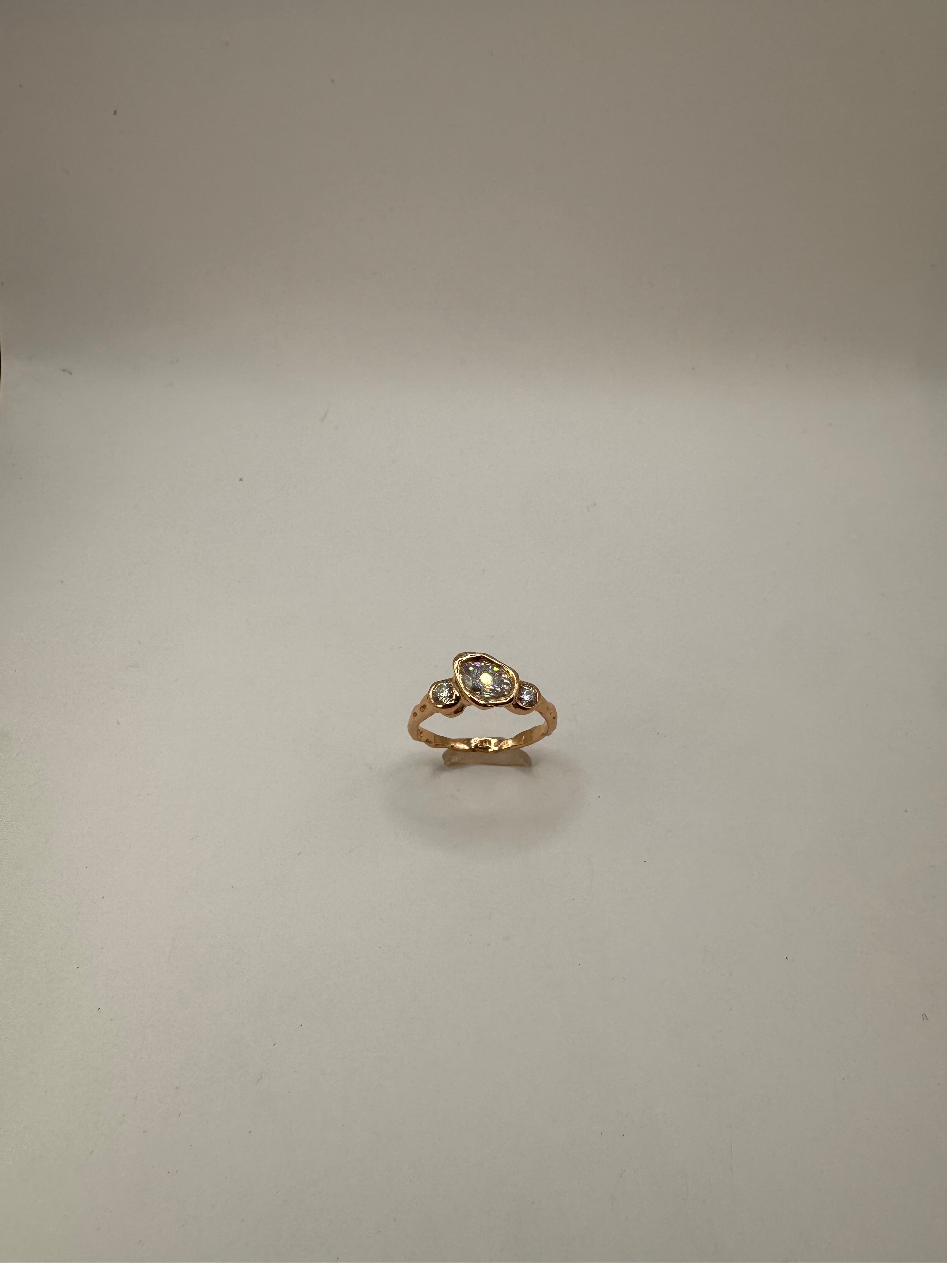 Preorder - Lava Glacier ring in 14K gold & Moissanite stones