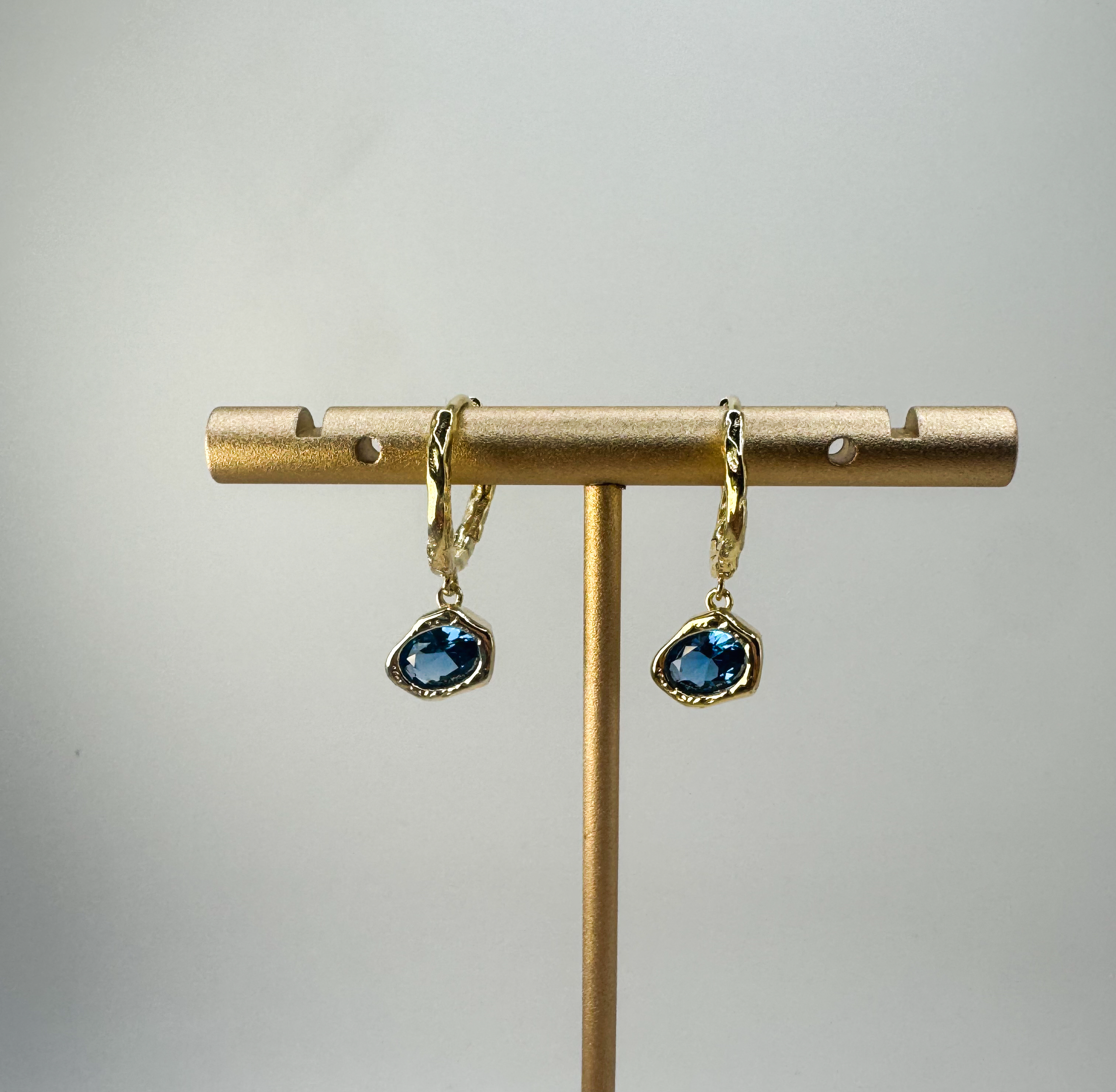 Lava Glacier Earrings- Blue with 18K Goldplating