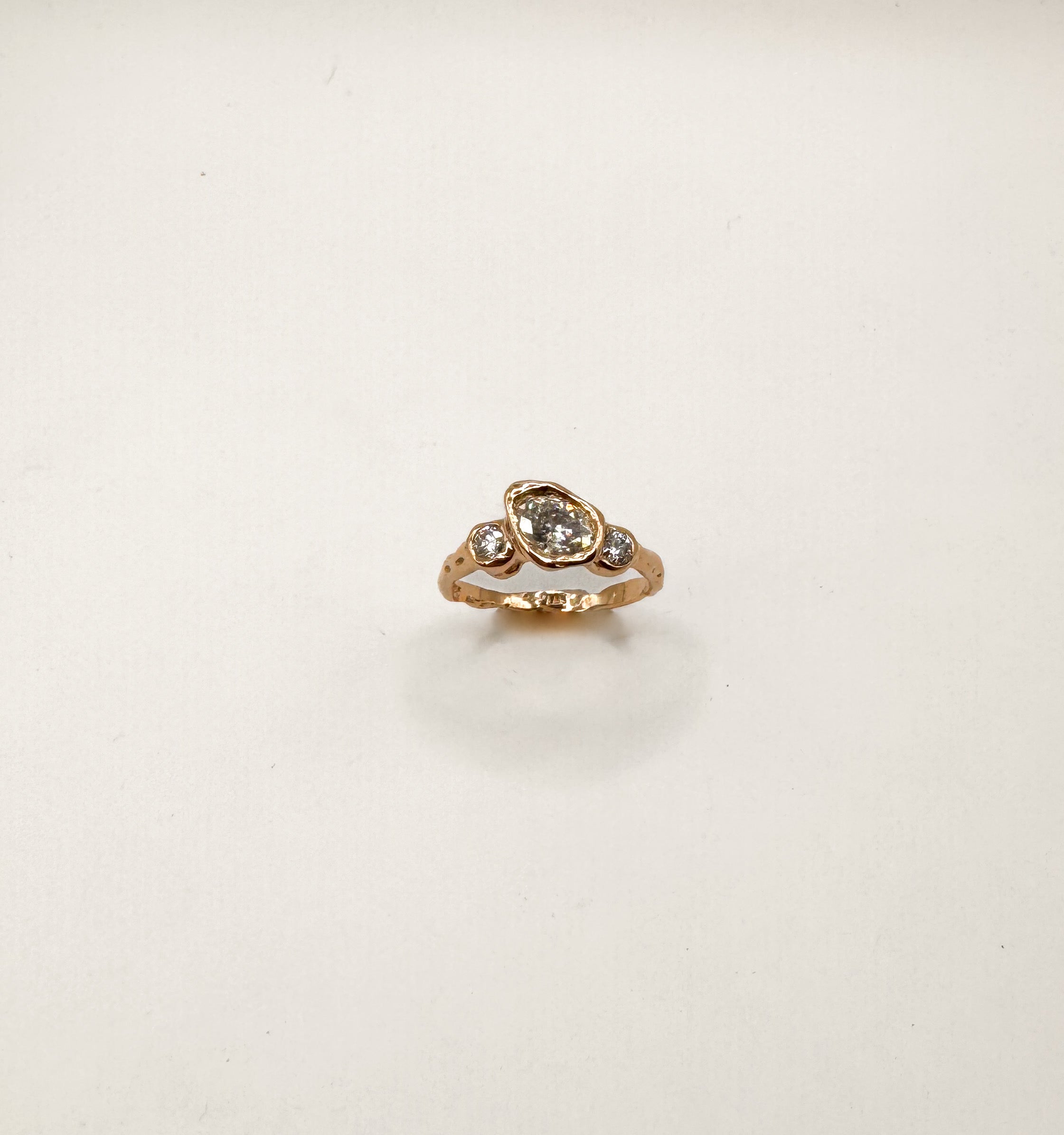 Preorder - Lava Glacier ring in 14K gold & Moissanite stones