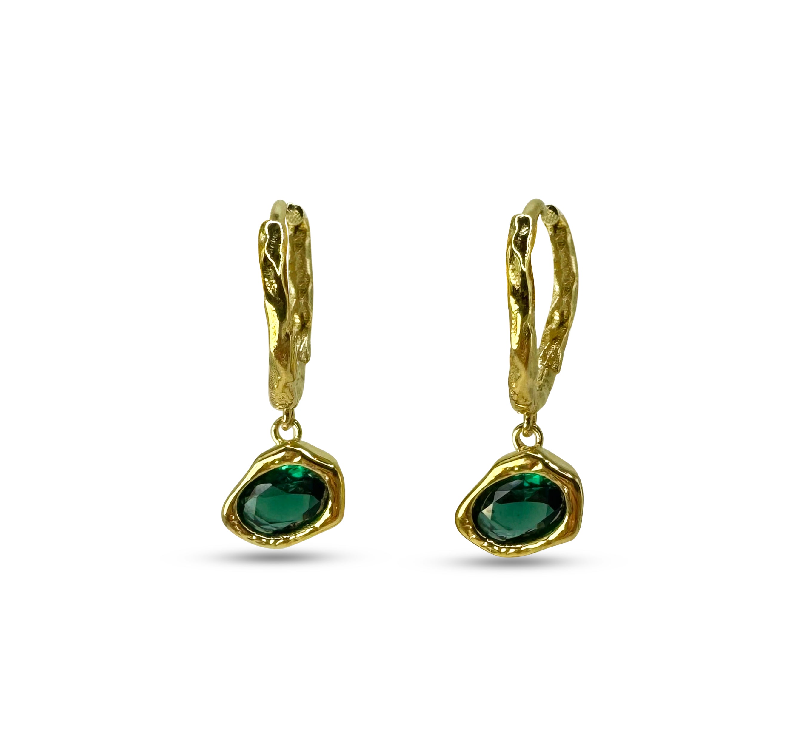 Lava Glacier Earrings- Green with 18K Goldplating