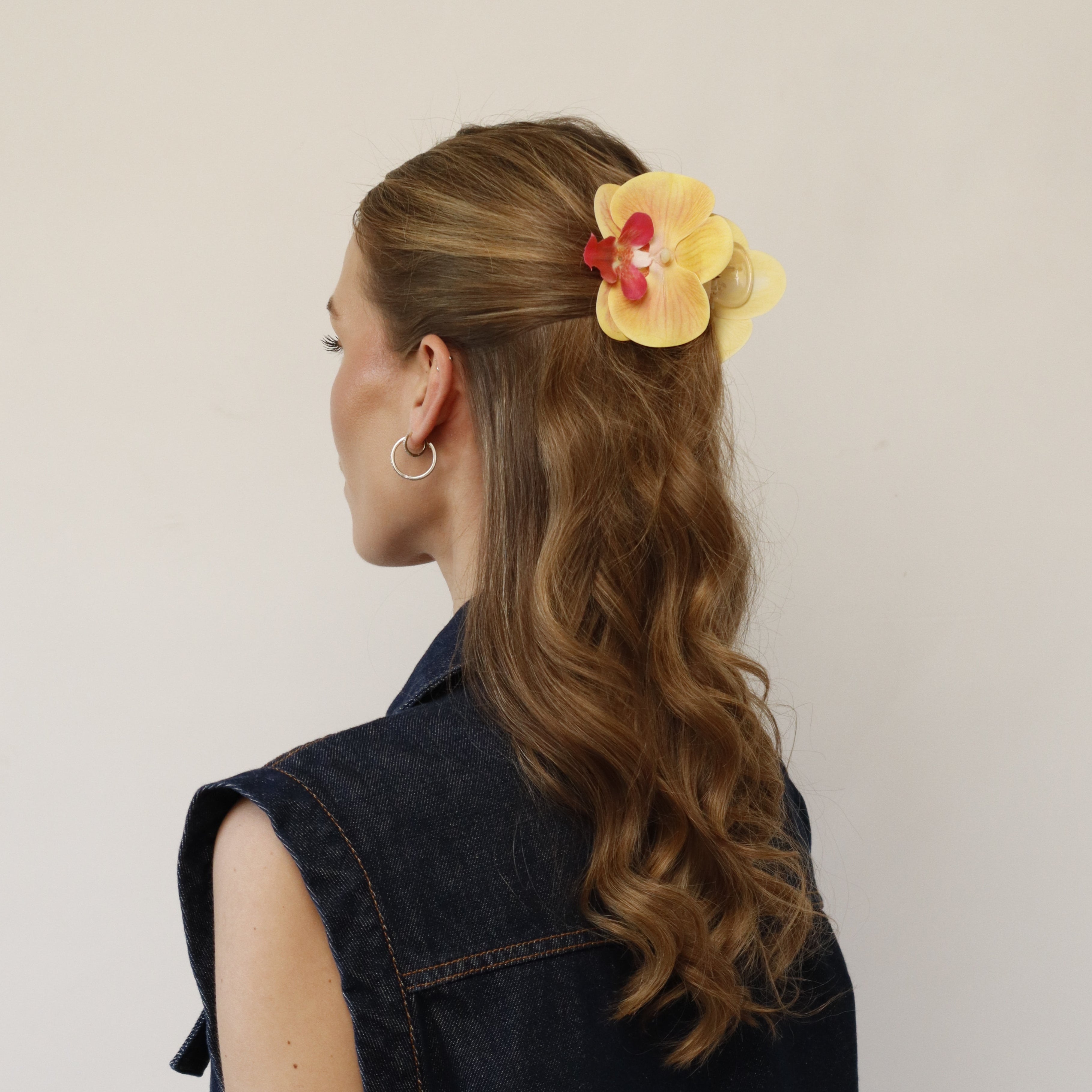 Small orchid hair clip - SUN KISS (summer edition)